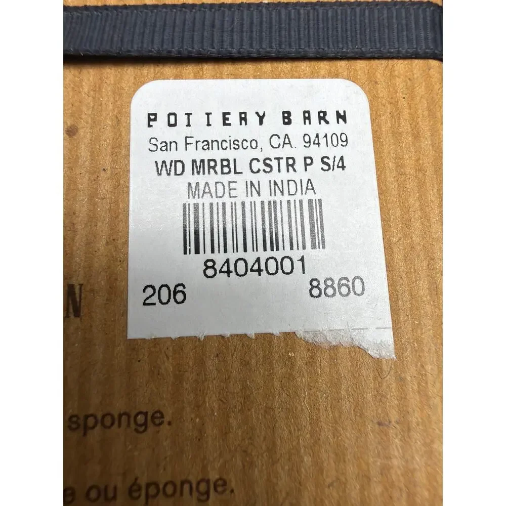 Pottery Barn Monogram Letter P White Marble Coaster Set of 4 Holder NIB